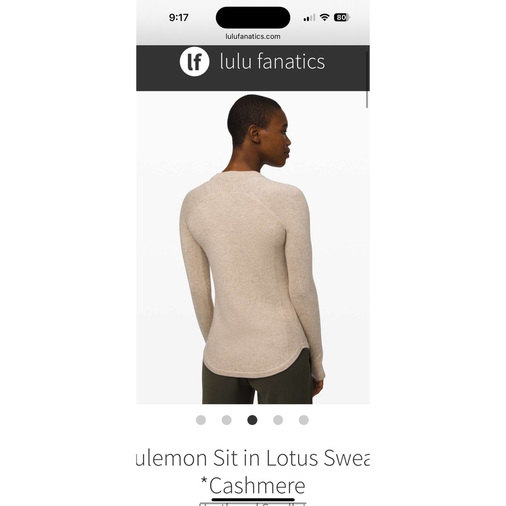 Lululemon Sit in Lotus Sweater Cashmere Blend‎ Beige Heathered Tan Crewneck - Picture 2 of 6